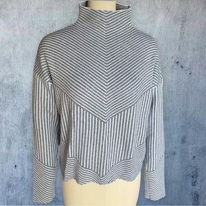 Cynthia Rowley Soft & Thick Geometric Chevron Striped Mock Turtleneck Shirt
